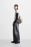 T-SHIRT CROPPED FIT STRUCTURÉ QUADRILLÉ