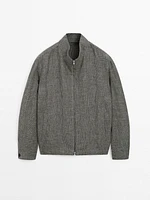 Blouson texturé délavé en lin mélangé