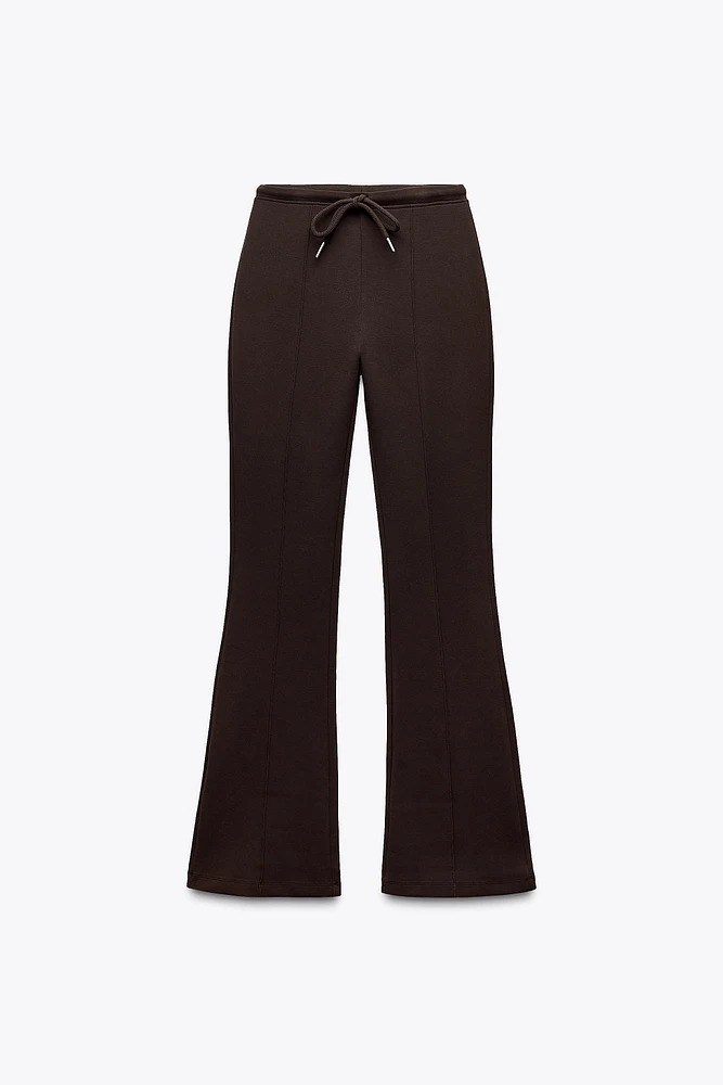 FLARE INTERLOCK PANTS WITH SEAMS