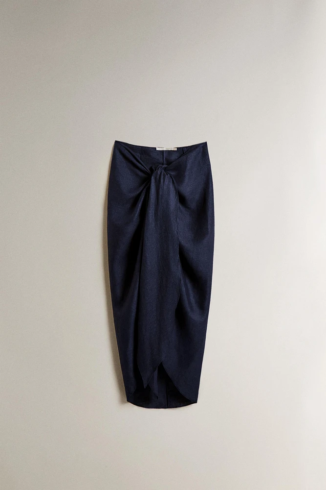 LONG LINEN BEACH SARONG WITH KNOT