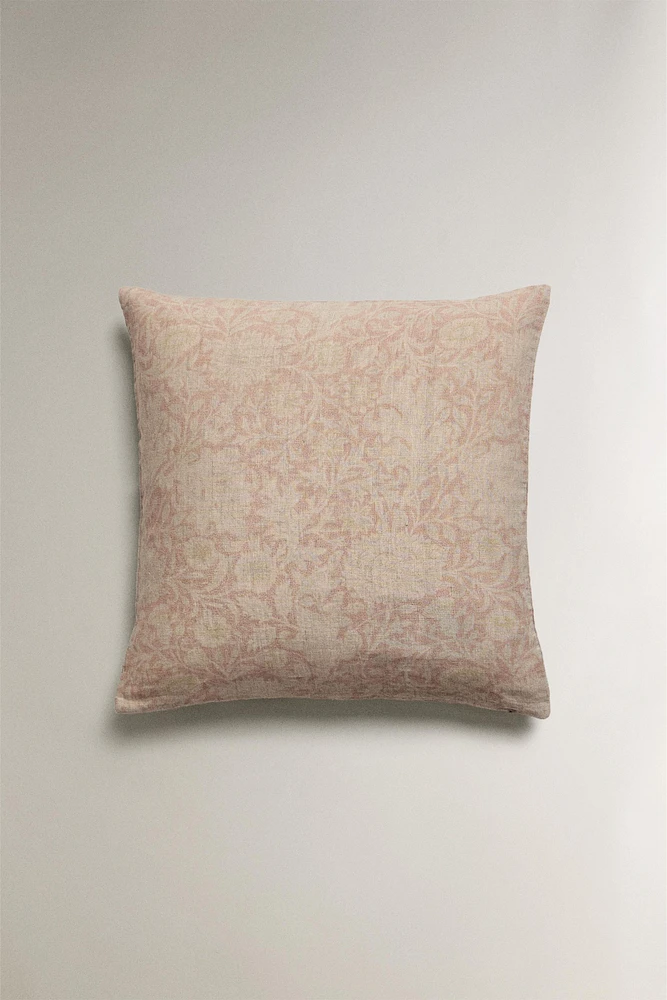 HOUSSE DE COUSSIN LIN DÉLAVÉ IMPRIMÉ MORRIS & CO