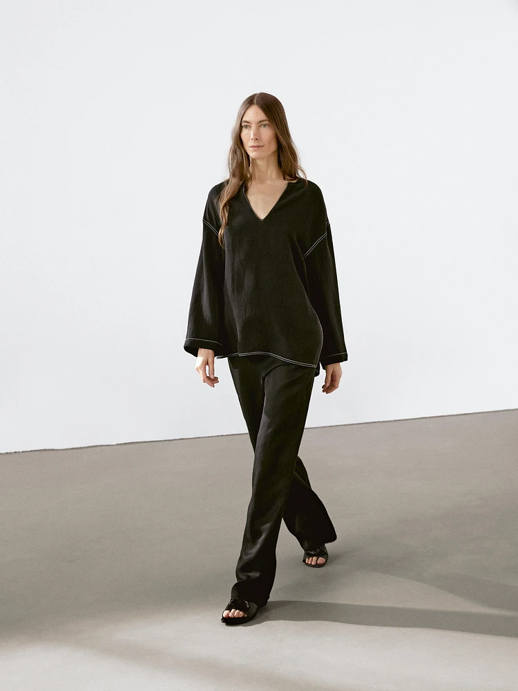 Pantalon straight détail taille