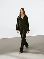 Pantalon straight détail taille