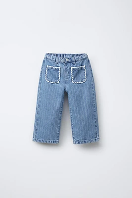 STRIPED CULOTTE JEANS