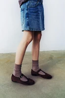 SUEDE T-BAR SHOES