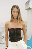 TOP BUSTIER PLIS AVEC LIN