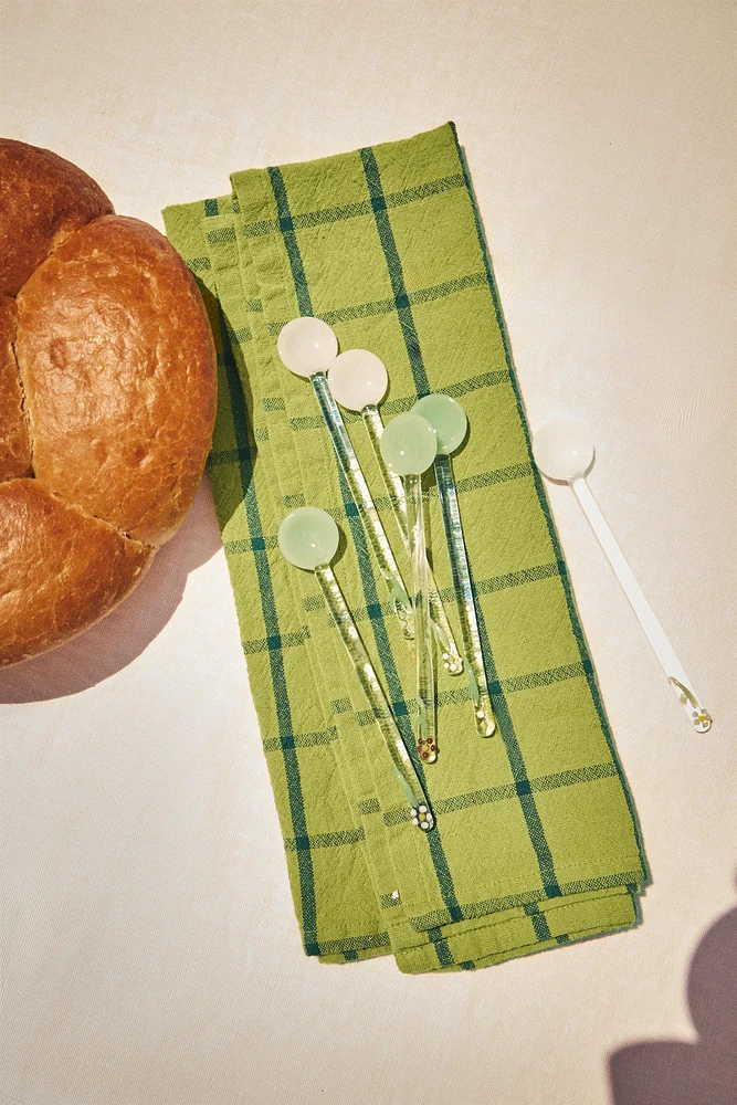 LOT PETITES CUILLÈRES VERRE RECYCLABLE FLEURS (LOT DE 6)