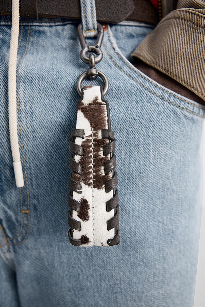 PORTE-CLÉS EN CUIR À IMPRIMÉ ANIMALIER