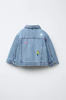 EMBROIDERED FLORAL DENIM JACKET