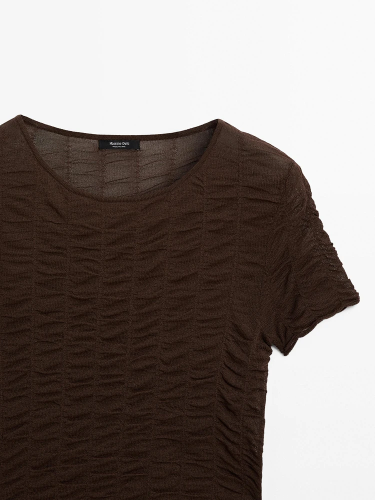 Short sleeve T-shirt with gathered detail