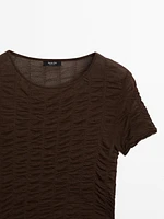 Short sleeve T-shirt with gathered detail