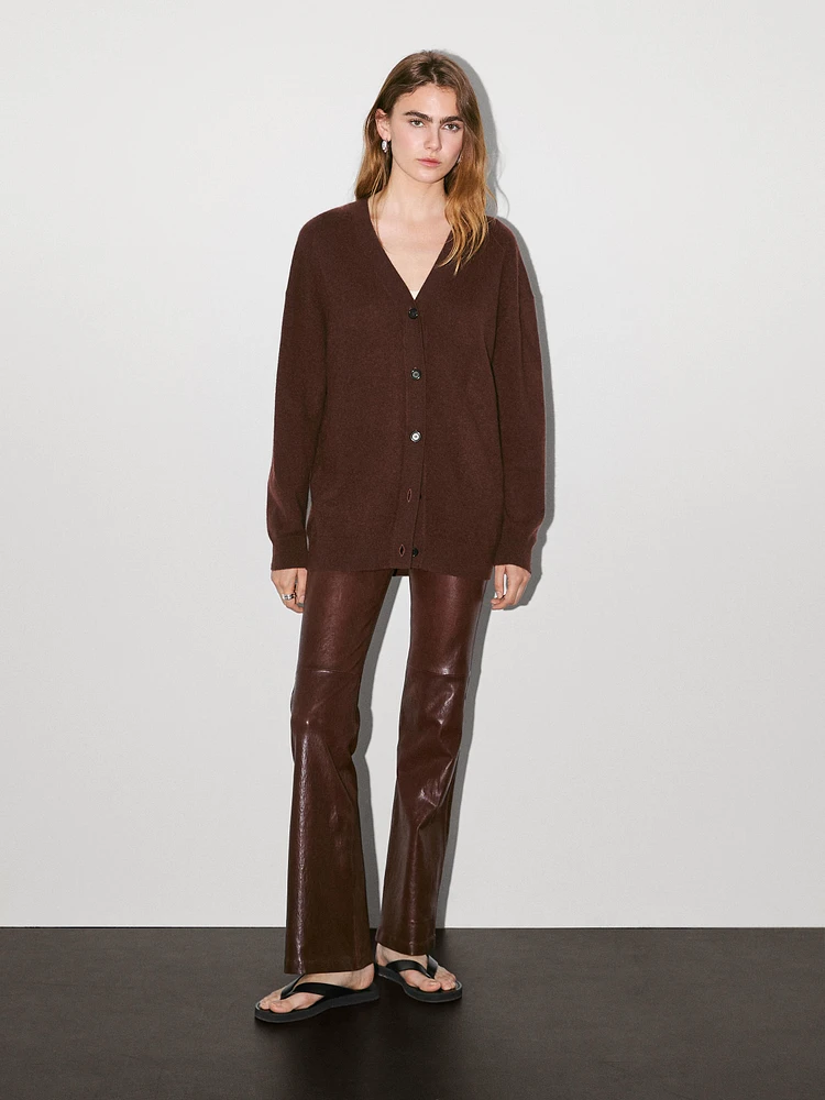 100% cashmere V-neck oversize cardigan