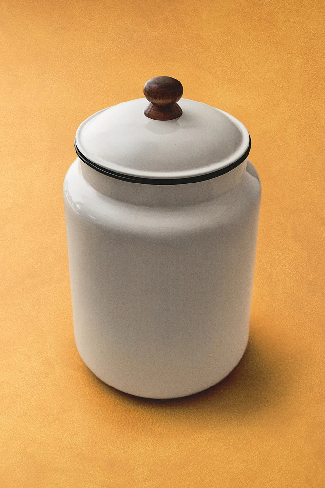 LARGE ENAMELED PET TREATS JAR