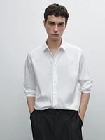 Chemise slim fit élastiquée en coton mélangé