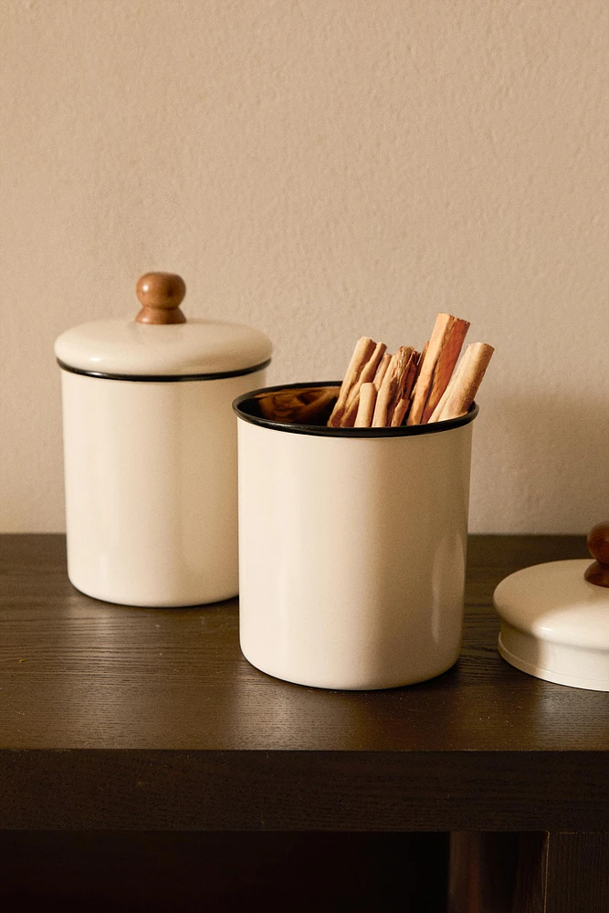 SMALL ENAMELED PET TREATS JAR