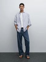 Chemise lin regular à rayures