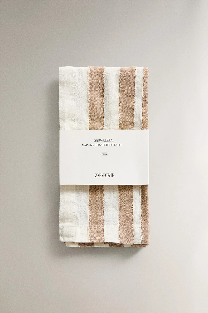 SET OF STRIPED LINEN NAPKINS