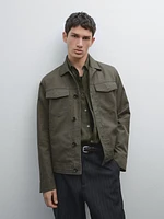 Cotton and linen jacket with pockets