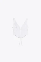 EMBROIDERED EYELET CORSET TOP
