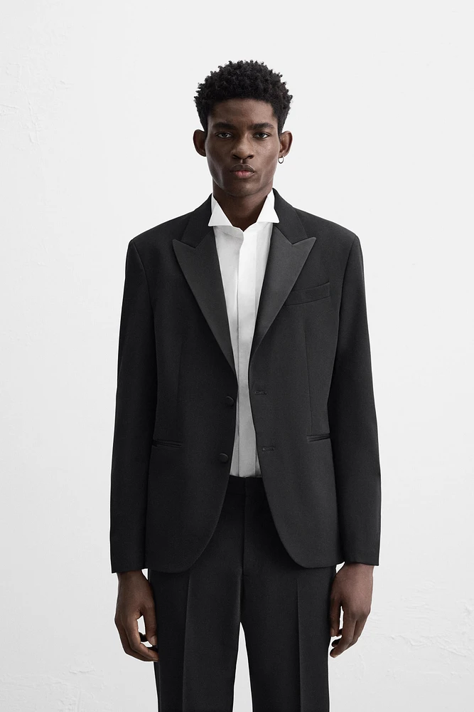 WOOL BLEND TUXEDO SUIT BLAZER
