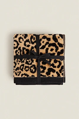 PACK OF LEOPARD PRINT VELOUR HAND TOWELS (PACK OF 3)
