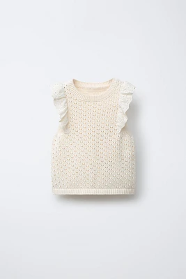 TOP EN MAILLE DENTELLE
