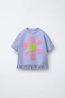 EMBROIDERED FRINGE T-SHIRT