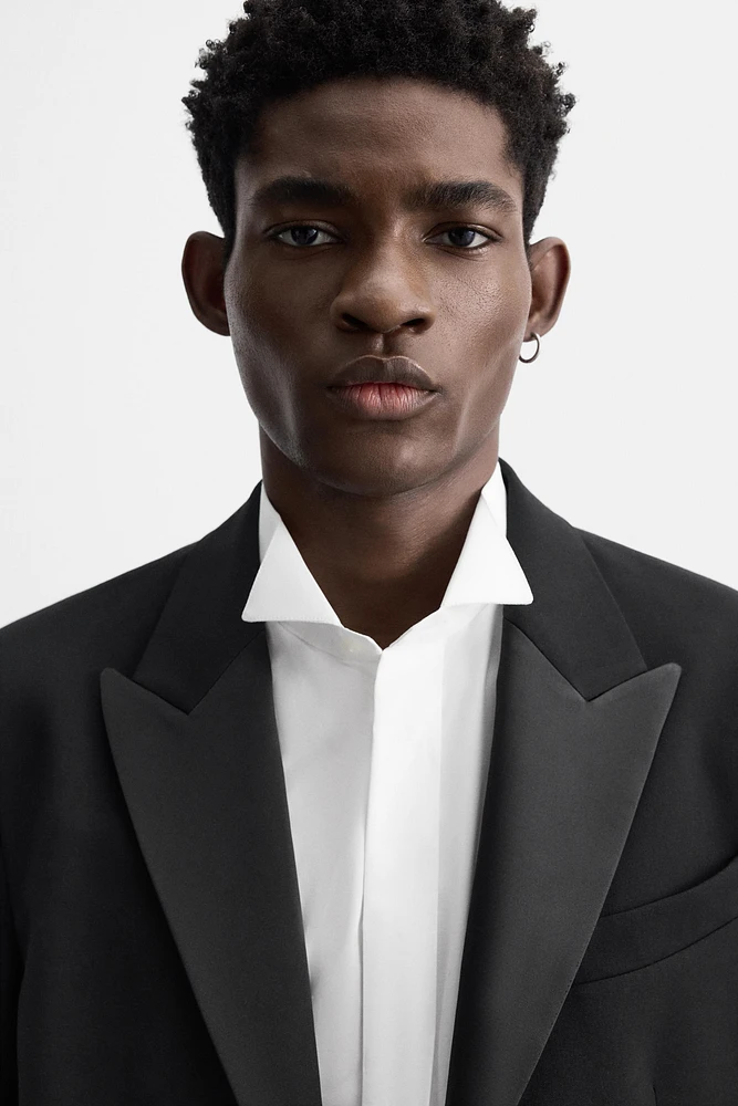 WOOL BLEND TUXEDO SUIT BLAZER