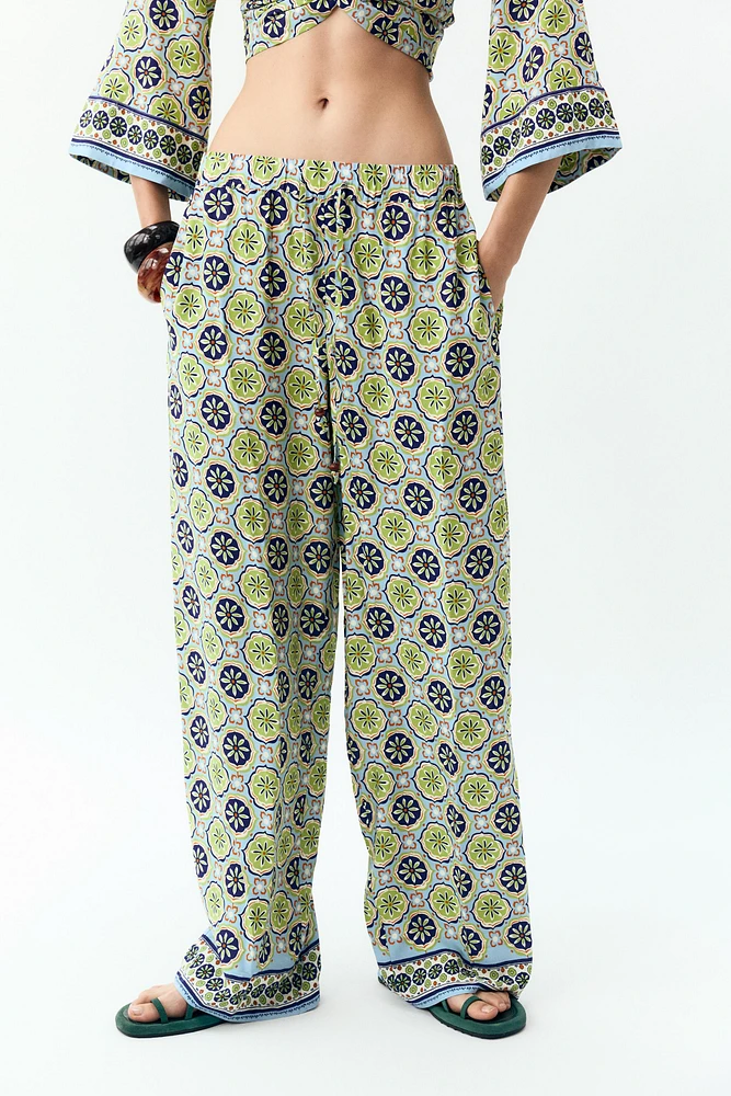 PRINTED WIDE LEG PANTS