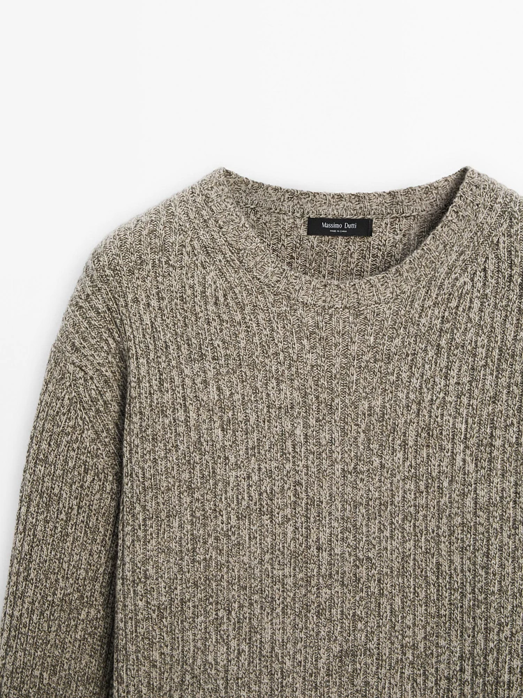 Pull en maille moulinée de laine mélangée