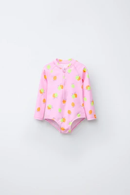 2-6 YEARS/ LEMON PRINT LEOTARD SWIMSUIT