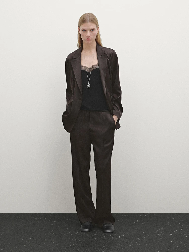 Pantalon large satiné