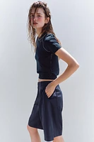 TRIMMED SHORT SLEEVE KNIT TOP