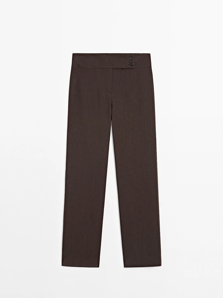 Mid-rise regular fit stretch trousers