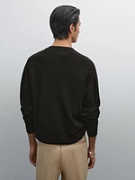 Pull en maille de coton à col boutonné