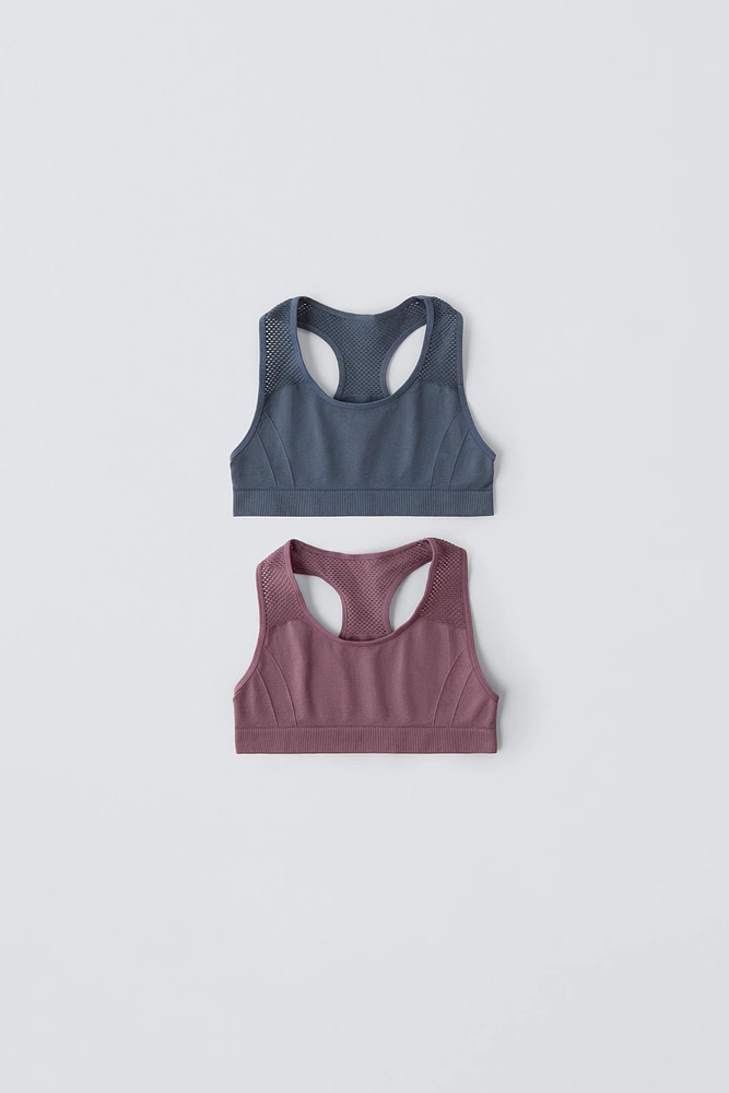 8-14 ANS/ LOT DE DEUX TOPS SANS COUTURES SPORT