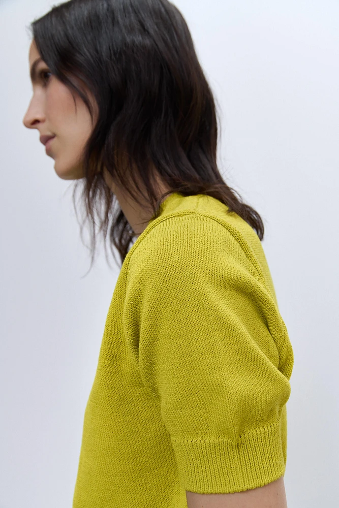TOP RUSTIQUE EN MAILLE UNI
