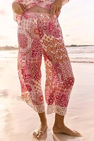 GUIPURE TRIM PRINTED PANTS