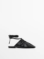 Ballerines à nouer en cuir nappa