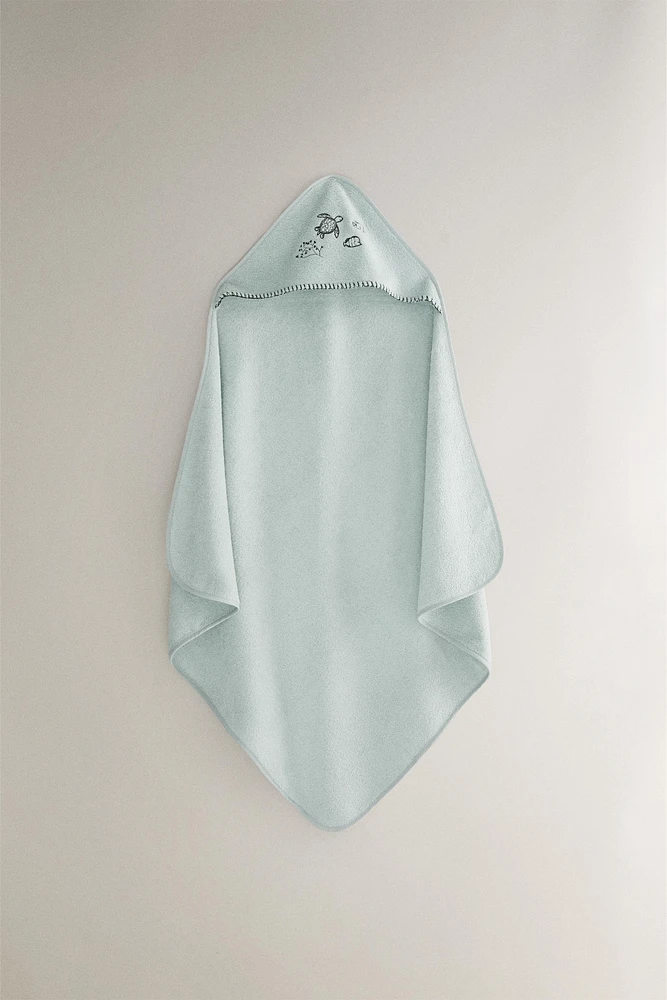 HOODED TROPICAL SEA BABY TOWEL