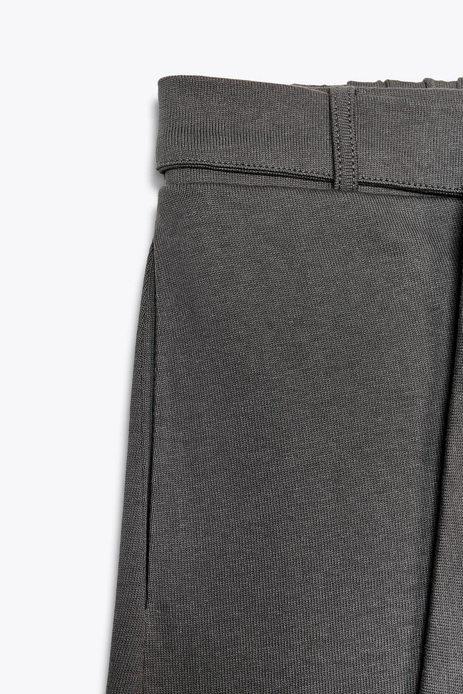 WIDE LEG BELTED PANTS