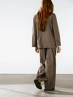 Linen blend straight-leg trousers with darts