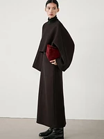 Long wool blend skirt with slit