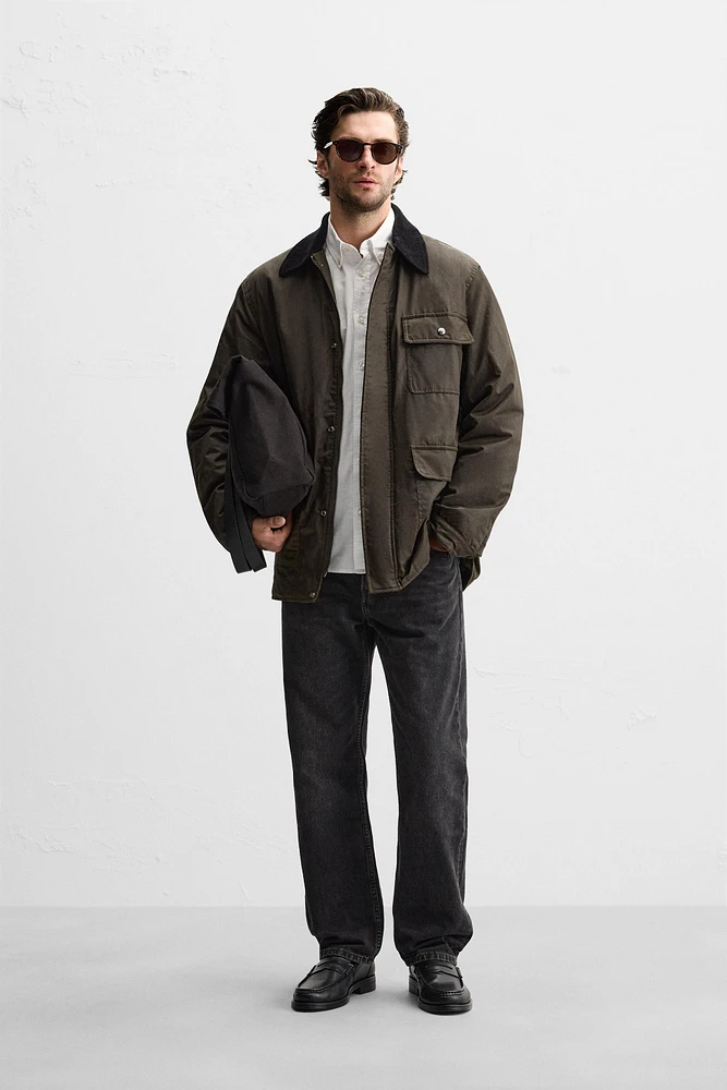 PARKA CIRÉE À COL EN MATIÈRES VARIÉES