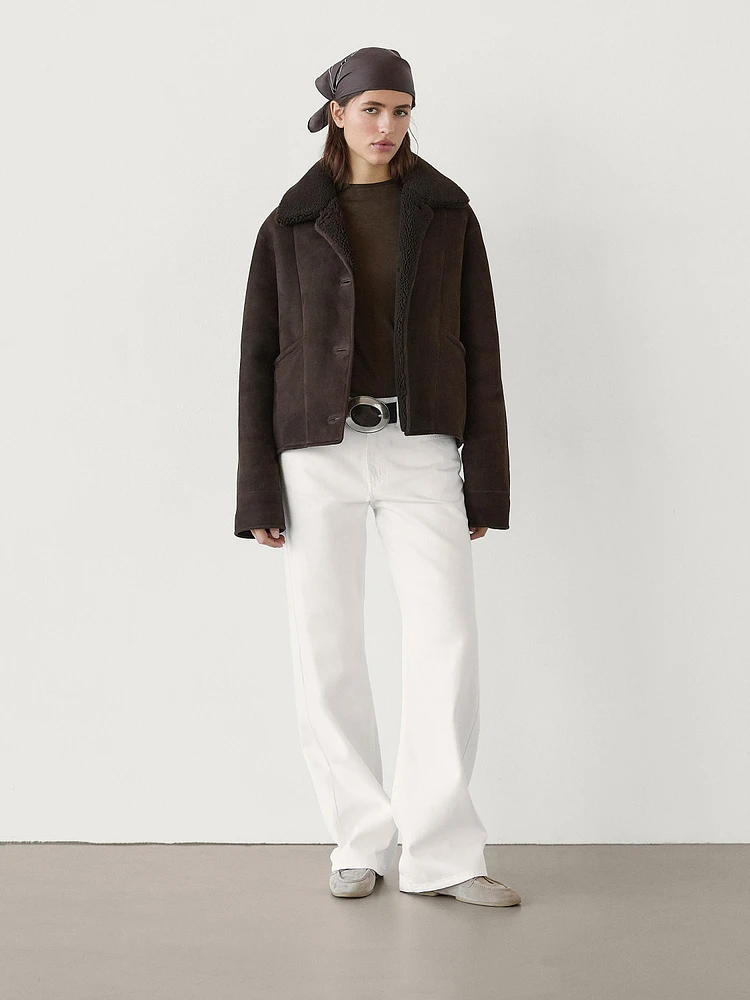 Short shearling coat