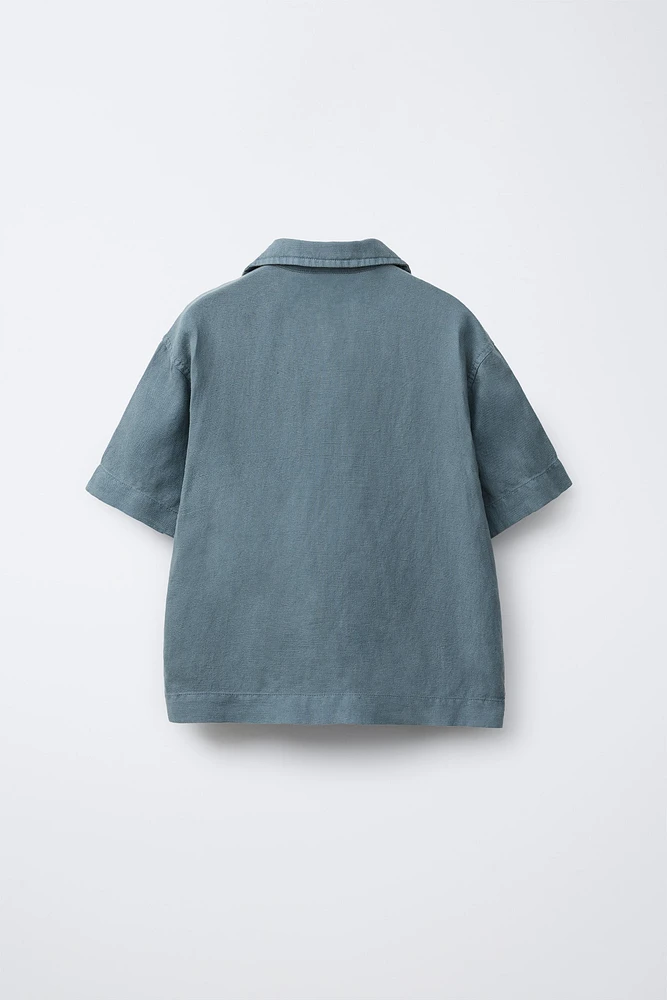 CHEMISE FLUIDE UNIE AVEC LIN