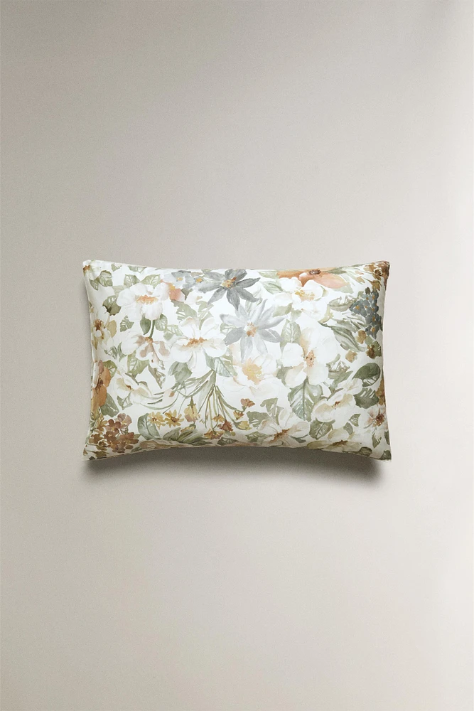 TAIE D’OREILLER SATIN IMPRIMÉ FLEUR
