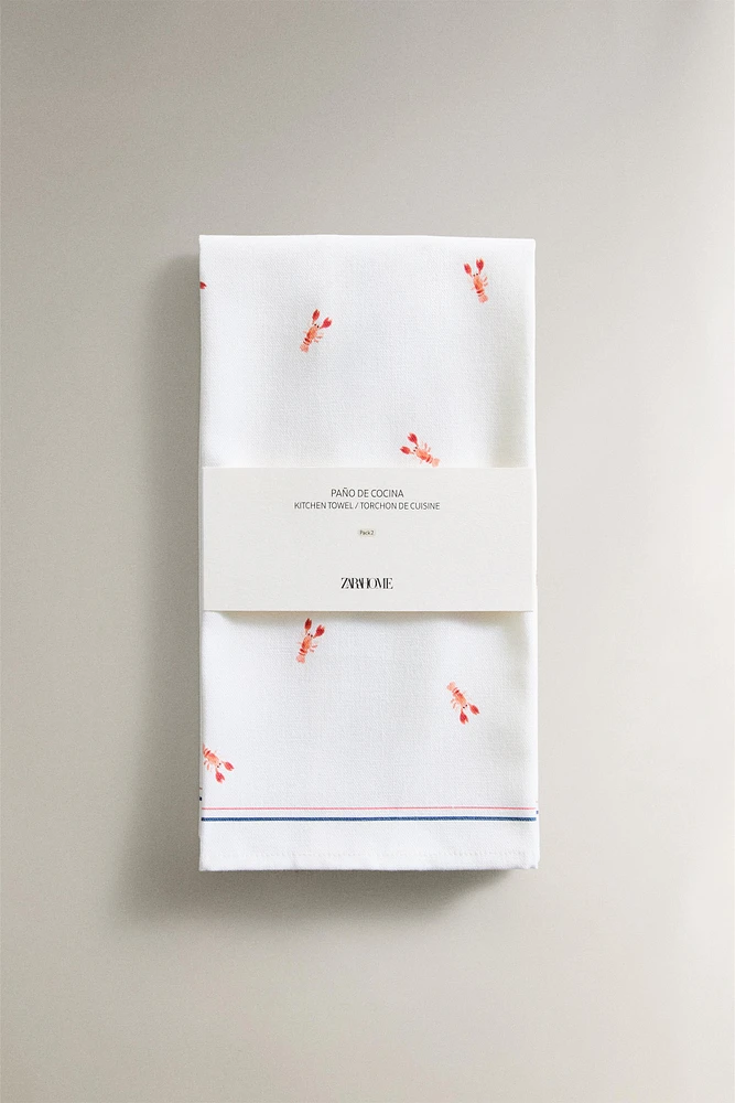 SET OF LOBSTER COTTON KITCHEN TOWELS (SET OF 2)