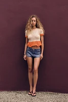 SHORT SLEEVE KNIT TOP