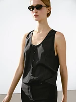 Top boutonné surpiqûre et plastron